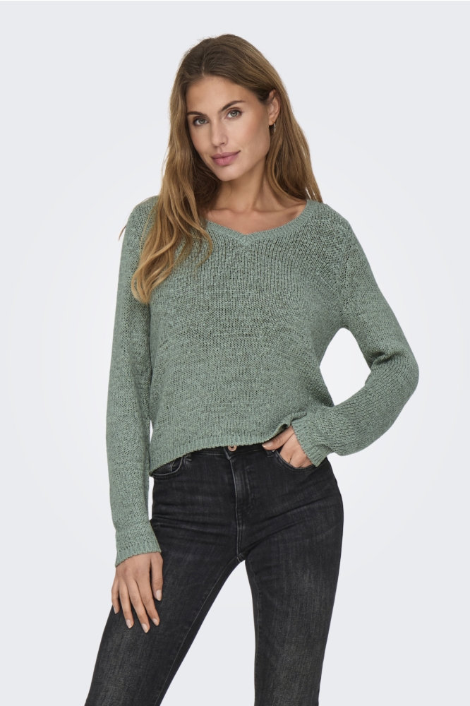 ONLGEENA L/S V-NECK KNT NOOS 15340862 Lily Pad